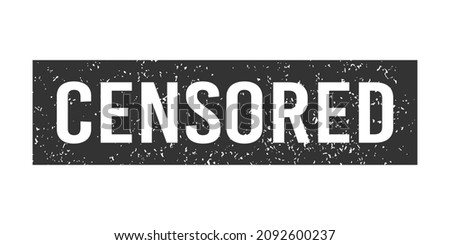 Grunge black censored word rubber stamp. Censor control security sign sticker. Grunge vintage square label. Vector illustration on white background. Royalty-Free Stock Photo #2092600237