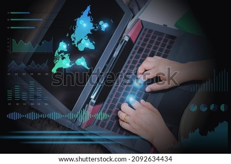 man's hand using mouse and keyboard to search for information, Searching for information in the big world