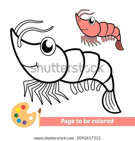 Coloring book for kids, shrimp vector