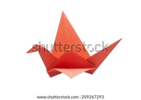 Origami bird paper isolated on white background 