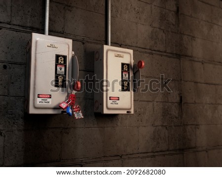 Lock Out Tag Out Main Power Disconnect, Lock Out Safety system Royalty-Free Stock Photo #2092682080