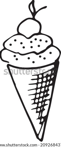 Hand drawn Ice Cream vector on a white background