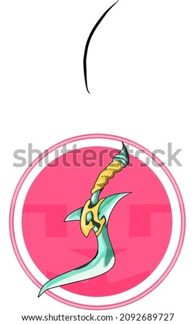 Vector art hand drawn. Unique concept daggers with pink background. 