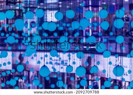 Abstract background with neon LED balloons, selective focus
