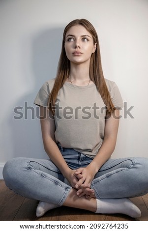 Photo of a beautiful girl in the studio, model tests