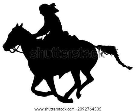 Vector printable illustration: Horse and rider hand drawn sticker
