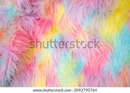 Multicolored fur texture. Faux fur for sewing Royalty-Free Stock Photo #2092790764