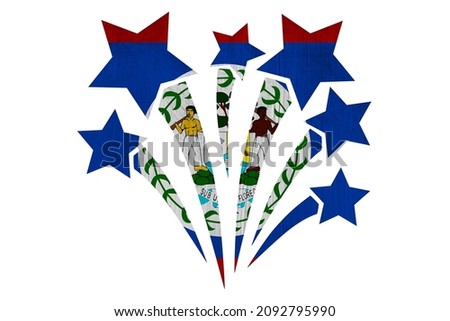 World countries. Fireworks in colors of national flag on white background. Belize