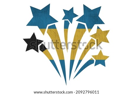 World countries. Fireworks in colors of national flag on white background. Bahamas