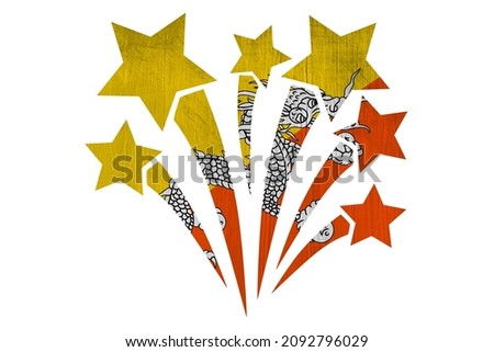 World countries. Fireworks in colors of national flag on white background. Bhutan