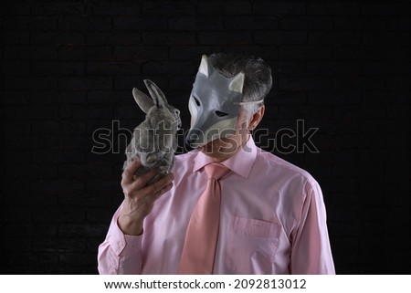 man in a mask of a wolf