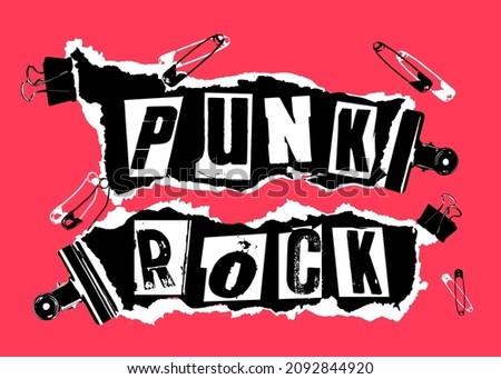 Punk Rock. Lettering font study in the style of punk aesthetic on pink background. Royalty-Free Stock Photo #2092844920