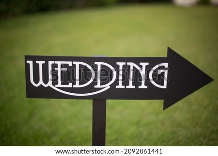 Wedding Sign, Black Text Lettering Sign Directions, Wedding Ceremony