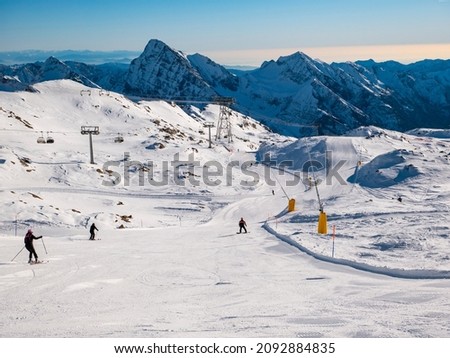 Ski slope in the alps of Gressoney Royalty-Free Stock Photo #2092884835