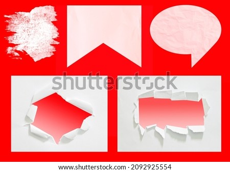 Ripped paper on red background, empty space for text.
