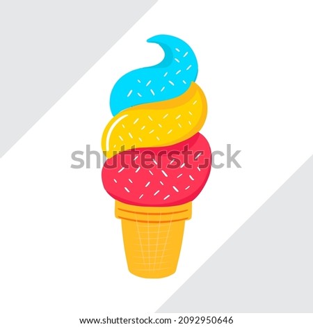 ice cream icons collection colorful flat sketch cartoon new fun food tasty pop kids school enjoy shape print color