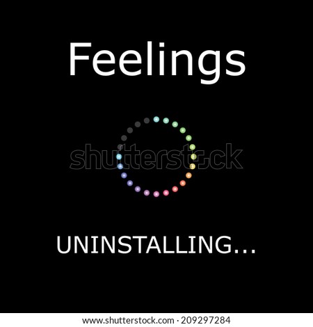 An UNINSTALLING Illustration with Black Background - Feelings