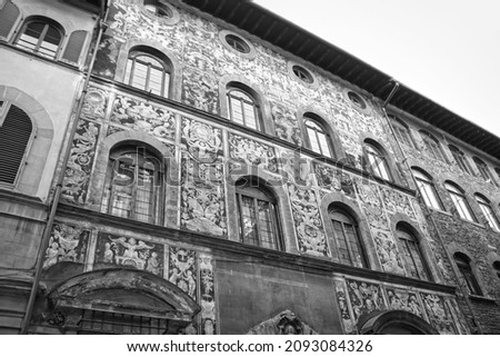 The facade of Palazzo Bianca cappello in Florence.  Royalty-Free Stock Photo #2093084326