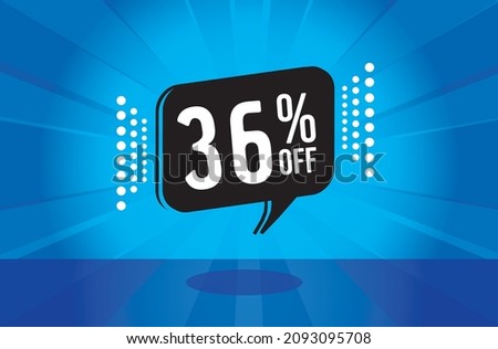 36 percent discount. blue banner with floating balloon for promotions and offers. Vector Illustration.
