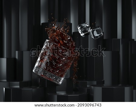 Beauty photo of a splashed glass of whiskey with ice 2 Royalty-Free Stock Photo #2093096743