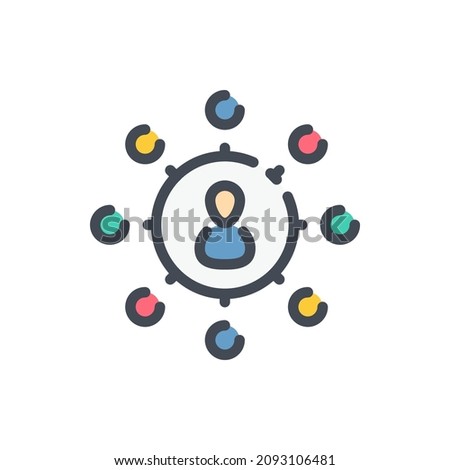 People network and Social contacts color line icon. Communication and Personal connection vector outline colorful sign.