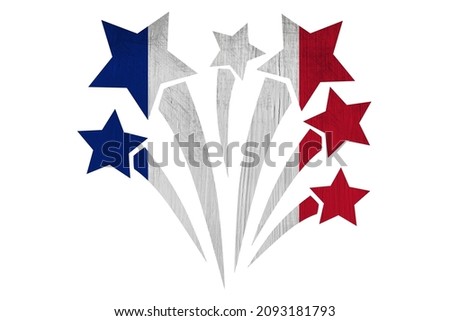 World countries. Fireworks in colors of national flag on white background. France