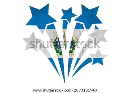 World countries. Fireworks in colors of national flag on white background. El Salvador