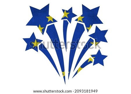 World countries. Fireworks in colors of national flag on white background. Europe Union