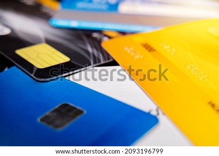 Credit card close up shot with selective focus for background.