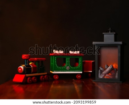 steam locomotive by the fireplace