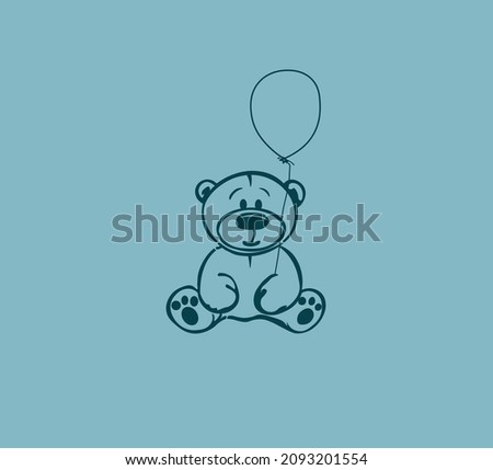 cute and little bear with a balloon