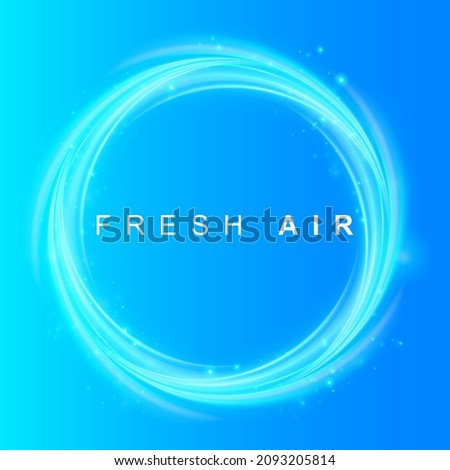 Swirling blue waves with a fresh aroma. Rotated waves showing clean fresh air. Vector illustration. Royalty-Free Stock Photo #2093205814