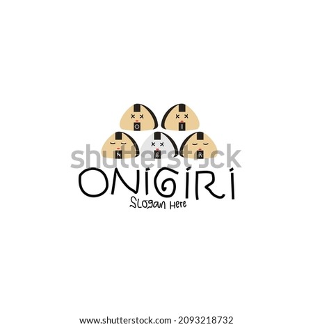 Onigiri logo. Vector illustration of cute onigiri, Japanese food logo onigiri