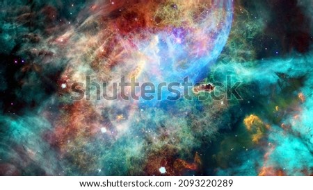 Waves breaking in the stellar nebula or emission nebula. Giant interstellar cloud. Elements of this image furnished by NASA.