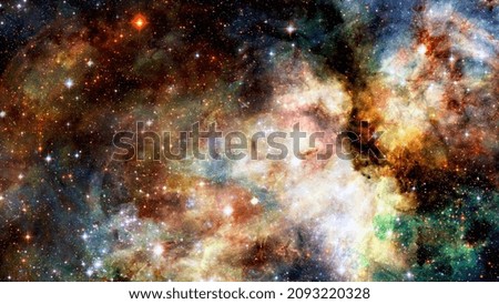 Abstract cosmic background with asteroids and glowing stars. Elements of this image furnished by NASA.