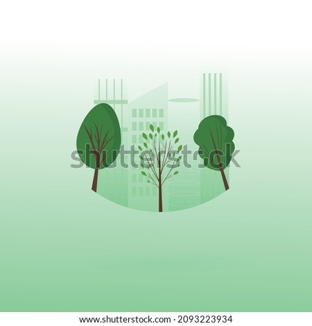 Green Eco city concept.Vector illustration of logos, web, icon