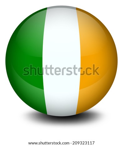 Illustration of a soccer ball with the flag of Ireland on a white background