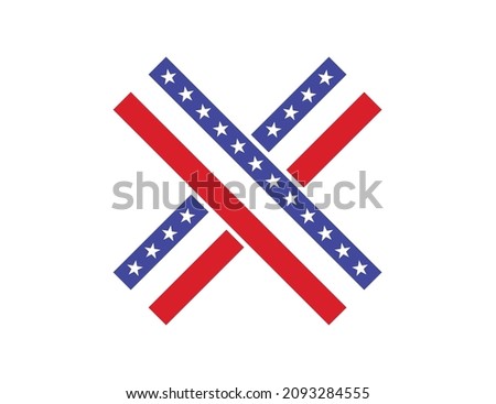 American Flag Close or Cut icon symbol design vector illustration template