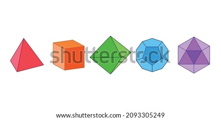 Nets of platonic solids. Tetrahedron Cube Octahedron Dodecahedron Icosahedron Royalty-Free Stock Photo #2093305249