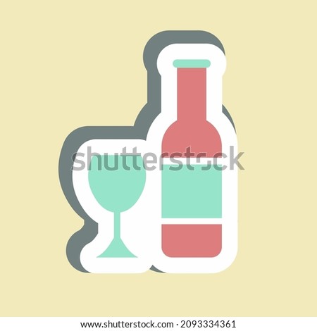 Sticker Champagne - Simple illustration,Editable stroke,Design template vector, Good for prints, posters, advertisements, announcements, info graphics, etc.