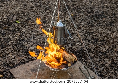 Bonfire with outdoor camping photos

