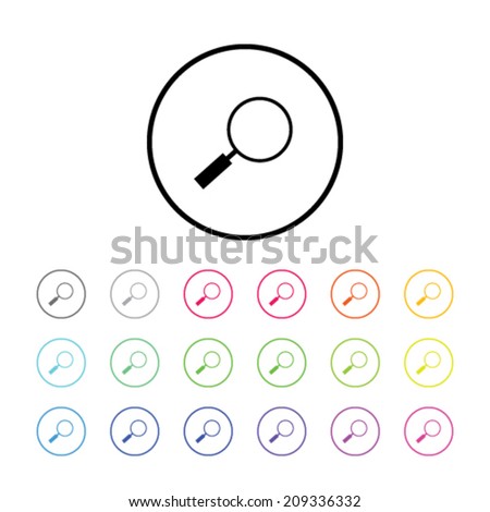 An Icon Illustration with 18 Color Variations - Magnifying Glass