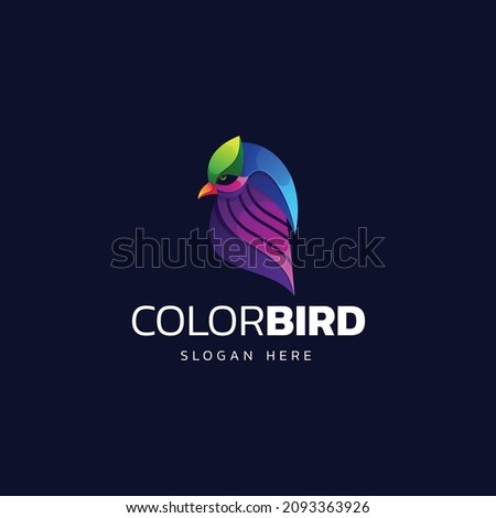 Vector Logo Illustration Color Bird Gradient Colorful Style.