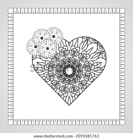 Hand drawn heart with mandala. decoration in ethnic oriental  doodle ornament. EPS 10