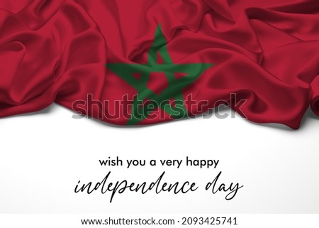 Country Flag_Morocco Celebrating Independence Day. Abstract waving flag on gray background Royalty-Free Stock Photo #2093425741