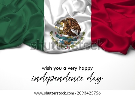 Country Flag_Mexico Celebrating Independence Day. Abstract waving flag on gray background