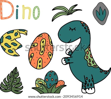 Baby cute dinosaur nursery vector clipart illustration. Nursery decoration. Prints for kids