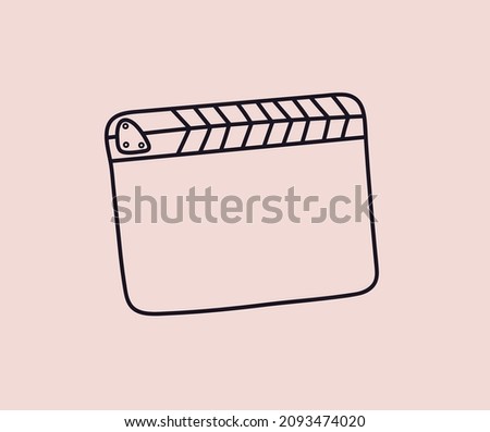 Outline clapperboard isolated. Director's movie clapperboard. Vector illustration of a tool for shooting a movie.