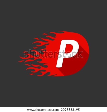 Abstract Hot Fire Flame P Letter Logo vector design template.