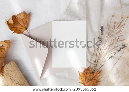 Fall card 5x7 mockup with envelope  Royalty-Free Stock Photo #2093565352